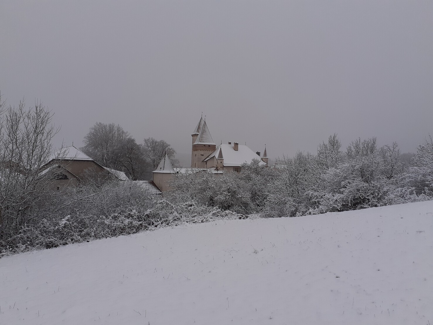 Castle of La Sarraz in winter
